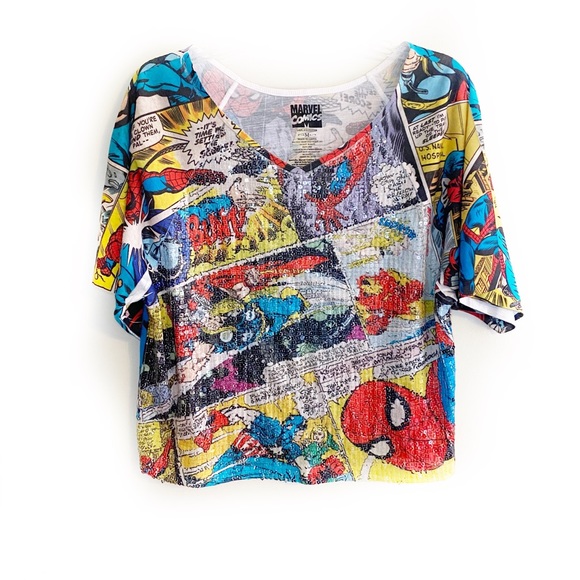 Marvel Tops - MARVEL Comics Sequin Crop Top